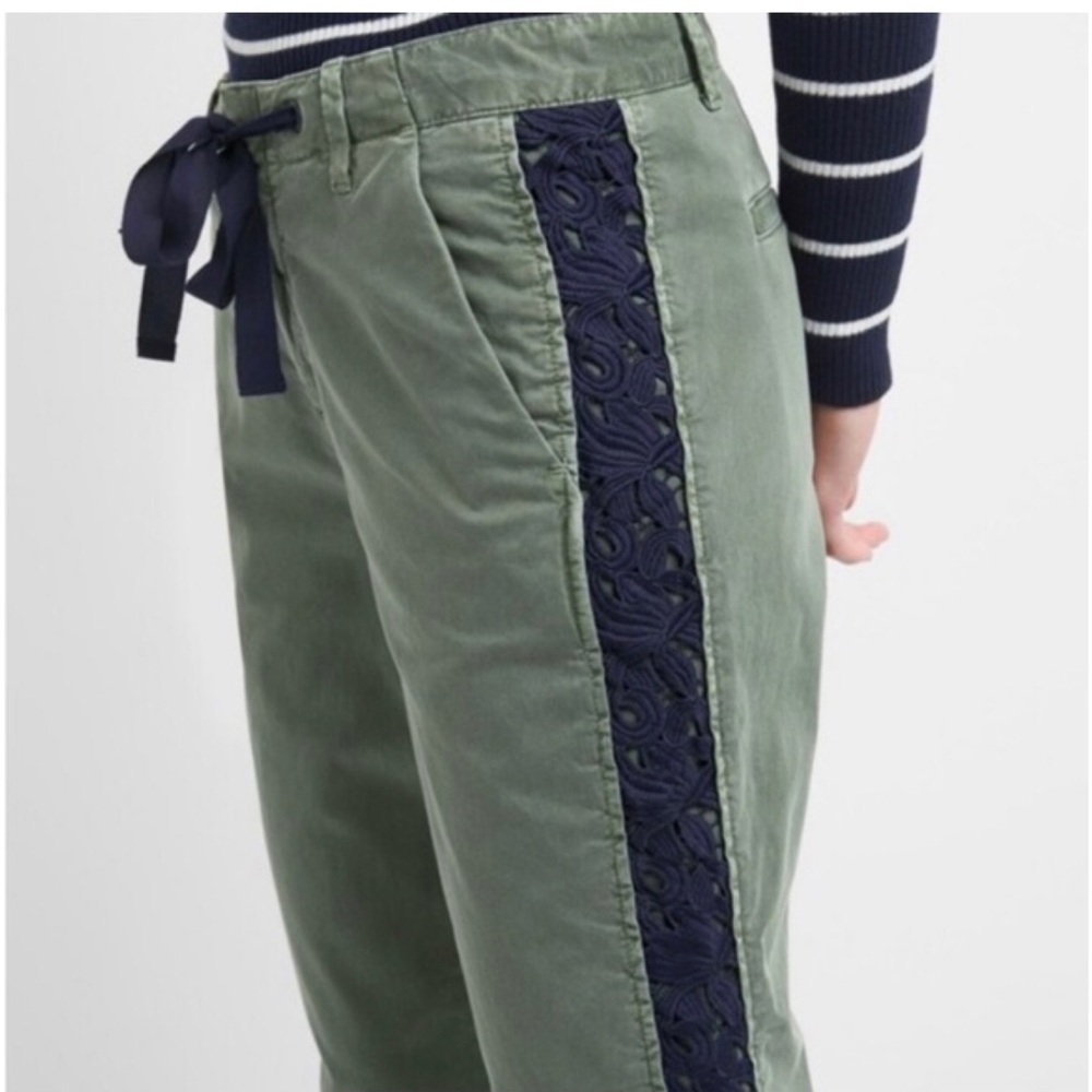 GAP Woman Olive Girlfriend Chinos with Black Lace Side Panels Size 12